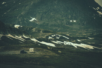 Boondocking Camper Van Camping Somewhere in Norwegian Wilderness