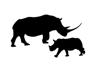 Silhouette Rhinoceros animal Mother's Day flat design