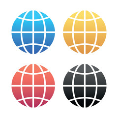 Globe Grid Gradient Multiple Colours Set - obrazy, fototapety, plakaty