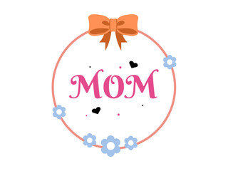 Floral Mother's day with orange ribbon with bow illustration