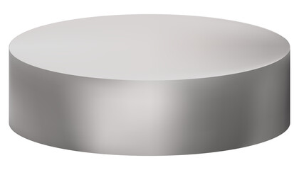 Silver podium isolated on white background, illustation Platinum 3d stage stand for product,cosmetic presentation.Element Mockup empty Grey Metal pedestal display platform for beauty stand