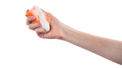 Hand Holding Orange and White Object