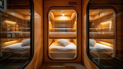 Fototapeta premium Concept of future hotels, capsule hotel