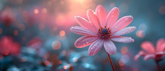 Closeup of pink flower with soft focus vibrant color and blurred background. Concept Closeup...