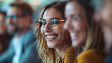 Professionals enthusiastically participating in a conference workshop, sharing ideas and collaborating in a dynamic learning environment.
