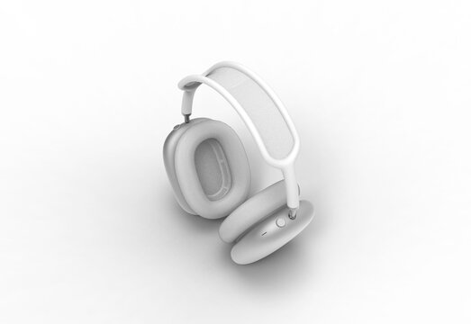 headphone top view with shadow 3d render