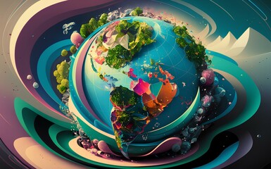 Abstract globe focusing on North America illustration. Ai generative
