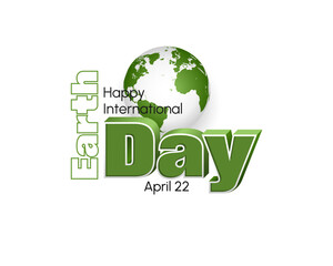 Celebration, design, background with 3d texts and Earth globe for International Earth day, event celebration; Vector illustration
