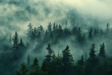 Misty Forest Landscape: Serene Nature Scene