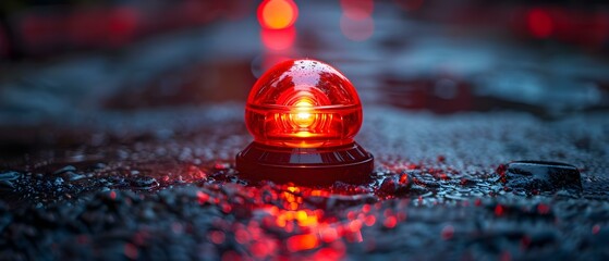 Red Police Beacon Alert in Moody Atmosphere. Concept Emergency Response Training, Traffic Safety Awareness, Law Enforcement Technology, Alert Signaling Equipment