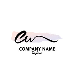 CU Watercolor Initial Logo Design Vector