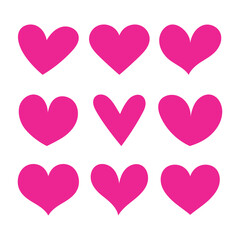 Hearts Set Pink Colour - obrazy, fototapety, plakaty