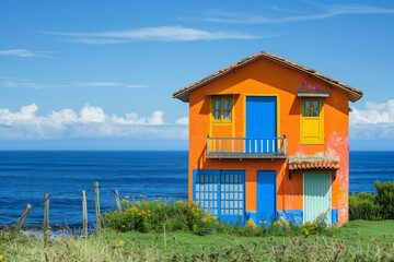 colorful house on the coast of the sea
