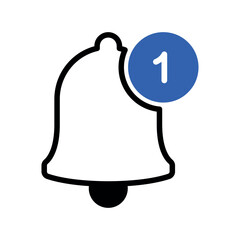 Notification Bell Outline With Blue Alert