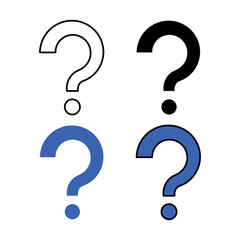Question Mark Outline Glyph Flat Filled Colour - obrazy, fototapety, plakaty