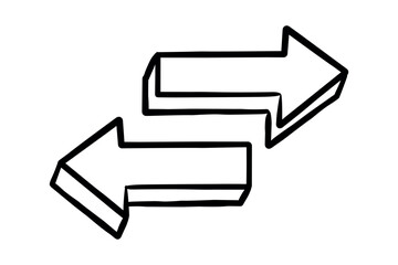 Right And Left 3D Arrows Hand Drawn