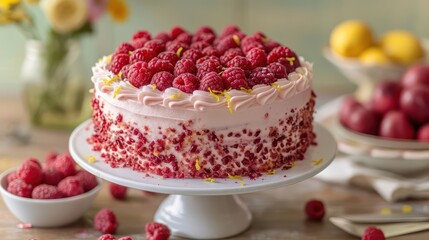 raspberry and lemon zest-infused fruit cake masterpiece