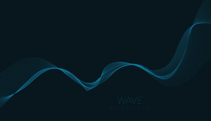 Abstract vector background with blue wavy lines. Blue wave background. Blue lines vector illustration. Curved wave. Abstract wave element for design.
