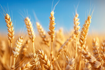 Golden Wheat Field at Sunset: Serene Agriculture Landscape