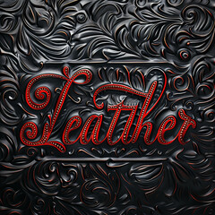 The image shows the word "Leather" on a plain background, with no other details or distractions.