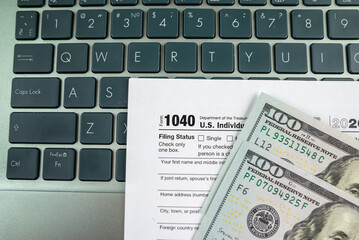 Tax form 1040 U.S. Individual Income Tax Return.