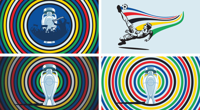 Vector trophy of the European Football Championship 2024 in Germany vector illustration.