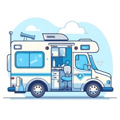 A white ambulance with a blue cross on the side