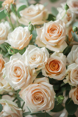 Obraz na płótnie Canvas Elegant Cream Roses Bouquet Close-Up