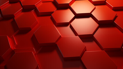 Vibrant Red Geometric Hexagonal Pattern Background