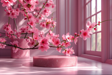 Cherry Blossoms Indoors with Pink Ambiance