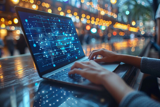 A remote worker attending a virtual seminar to learn about industry trends and developments from experts in the field.