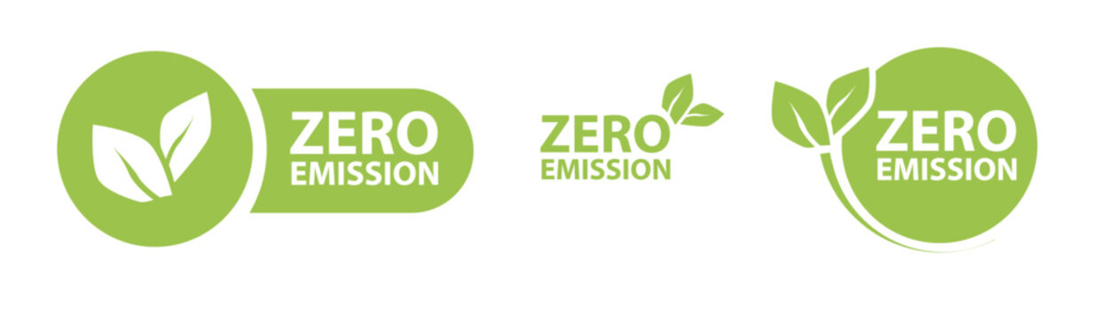 Zero Emission. Net zero label stamp design leaves Zero Emission carbon eco stamp symbol Vector