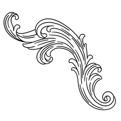 Floral element in baroque style. Decorative curling plant.