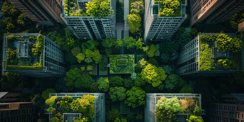 Urban Greenery Oasis Amidst High-Rise Buildings