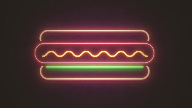 Neon Hot Dog Background/ Animation of a food truck background with neon glowing hotdog blinking