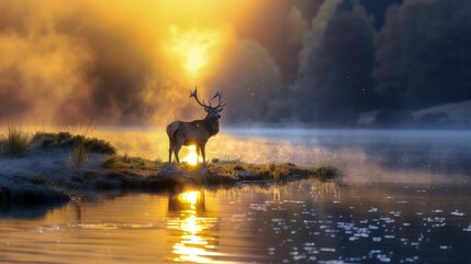 Obraz na płótnie Canvas deer in the morning