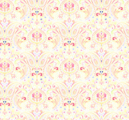 Seamless Colorful tie dye shibori print. Seamless hand drawn batik pattern.Rug textured background. Modern batik wallpaper tile. Watercolor pattern for fabric, clothes, wallpaper. Ethnic design.

