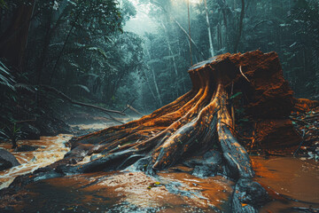 Mystical Rainforest Stream at Twilight