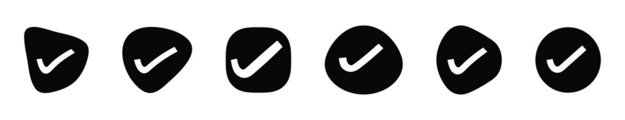 Set of Tick Mark Icons Vector Silhouettes