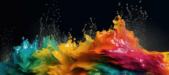 colorful watercolor ink splashes, paint 227