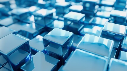 Blue cubes lined up. AI.