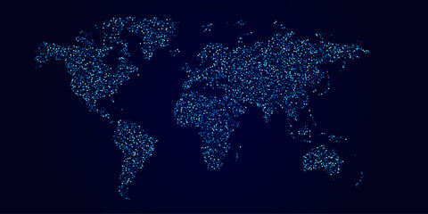 stipple effect worlds map blue background