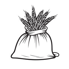 Bag of grain logo line art design, vector illustration on white background