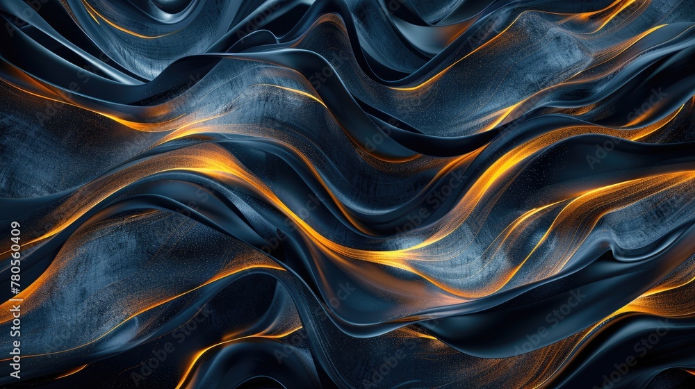 Aufkleber Abstract pattern with blue and orange swirl of light with a lot of sparkles