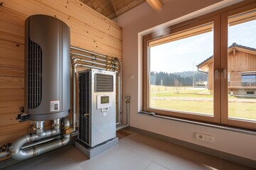 Modern eco-friendly heating system indoors
