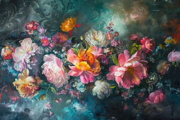 Ethereal floral painting with dreamy blooms