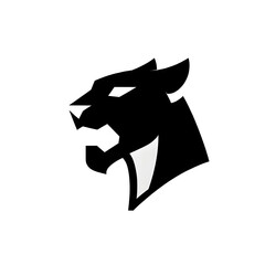 Fototapeta premium panther head black and white simple minimalistic logo icon tattoo vector style illustration