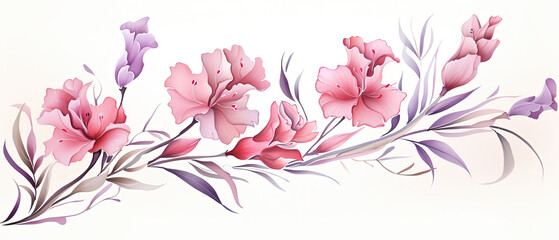 a painting of a flower with pink flowers on it