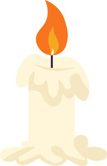 Lighted candle. Vector flat illustration