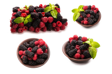 Raspberry, blackberry and mint leaf